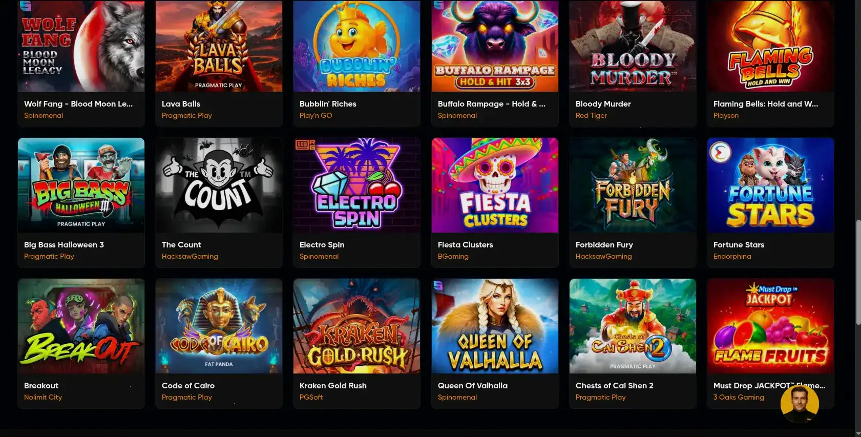 Скриншот лобби Slots с разделами Live и Турниры